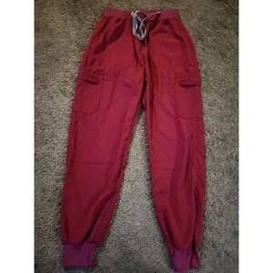 Women's  Jogger Scrubs Pink Activewear Pants Cargo Pockets, Small
